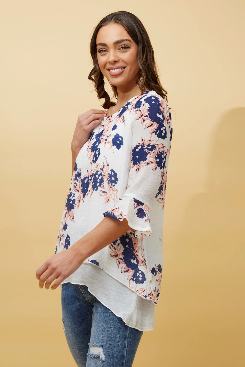 RUMI DOUBLE LAYER FLORAL TUNIC TOP - Image 5