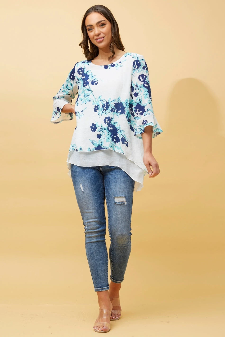RUMI DOUBLE LAYER FLORAL TUNIC TOP - Image 2