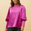DOM BALLOON SLEEVE SATIN BLOUSE