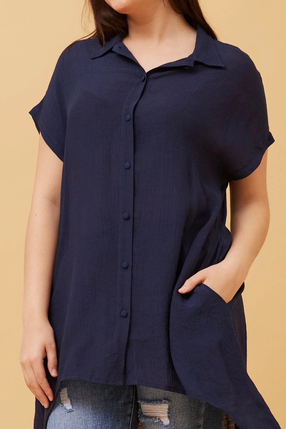 BLU ASYMMETRICAL HEM SHIRT - Image 12