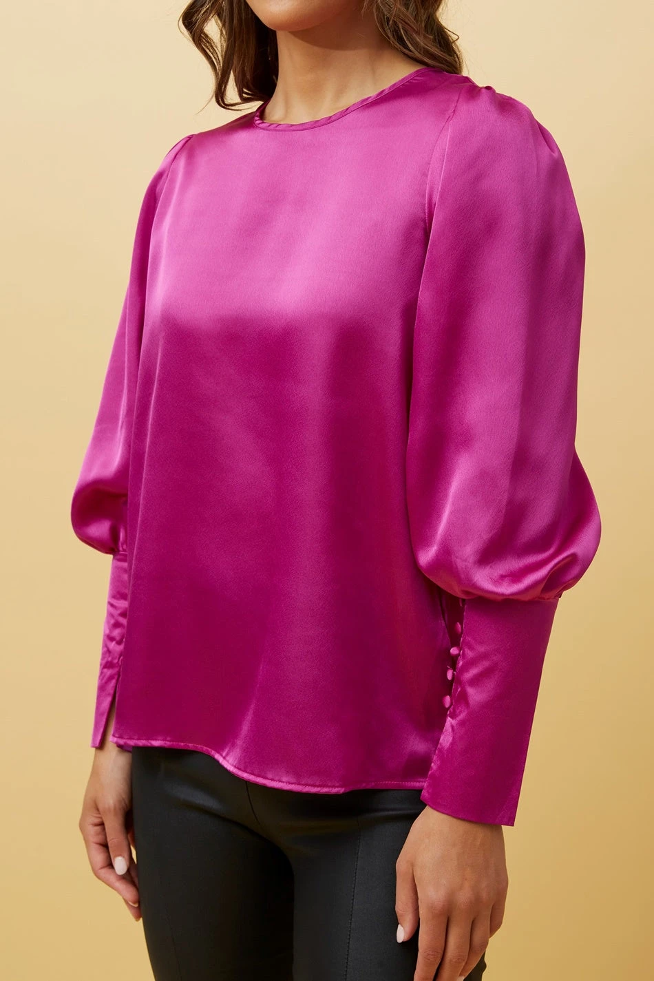 DOM BALLOON SLEEVE SATIN BLOUSE - Image 5