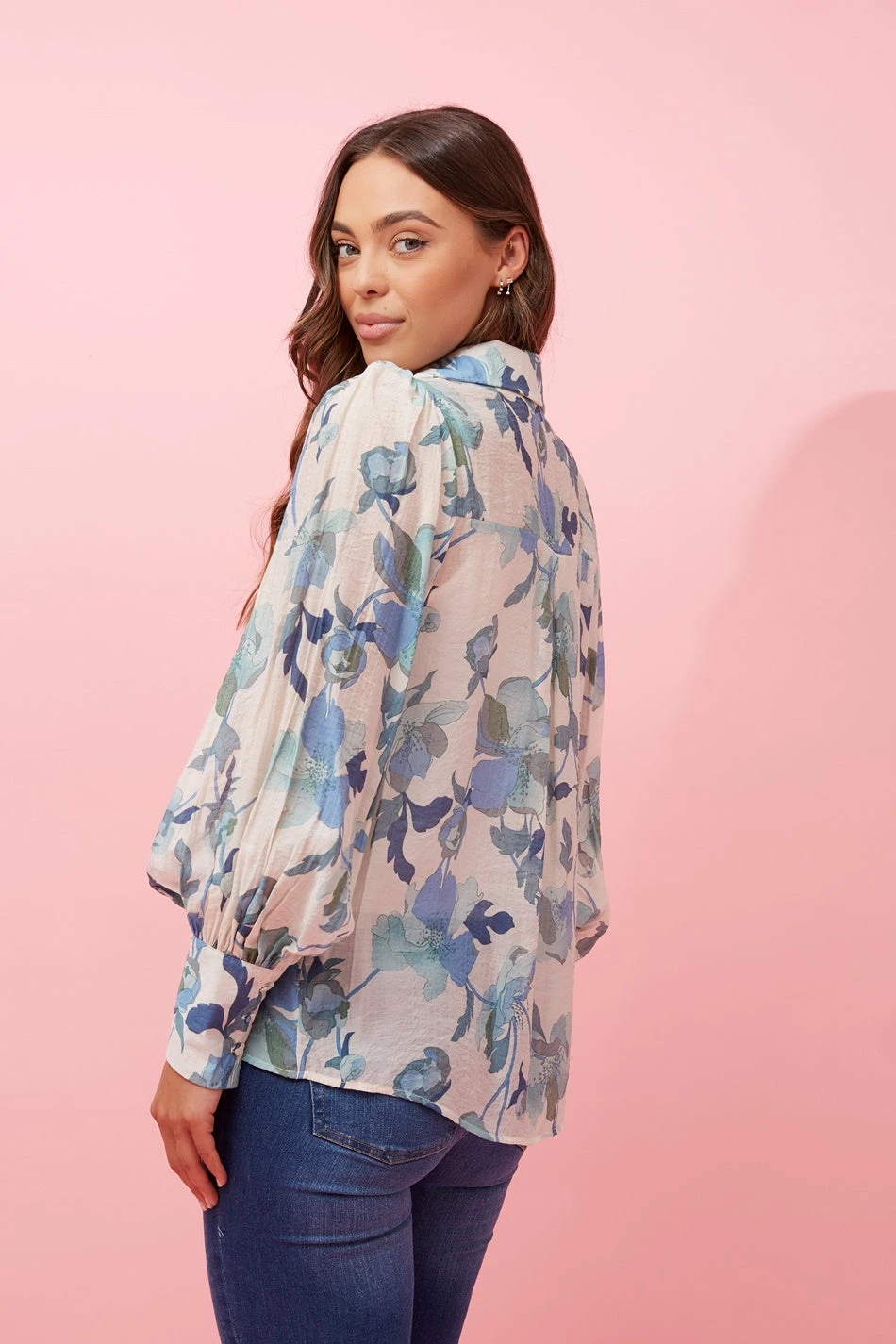 BELLE LONG BALLOON SLEEVE FLORAL SHIRT - Image 8