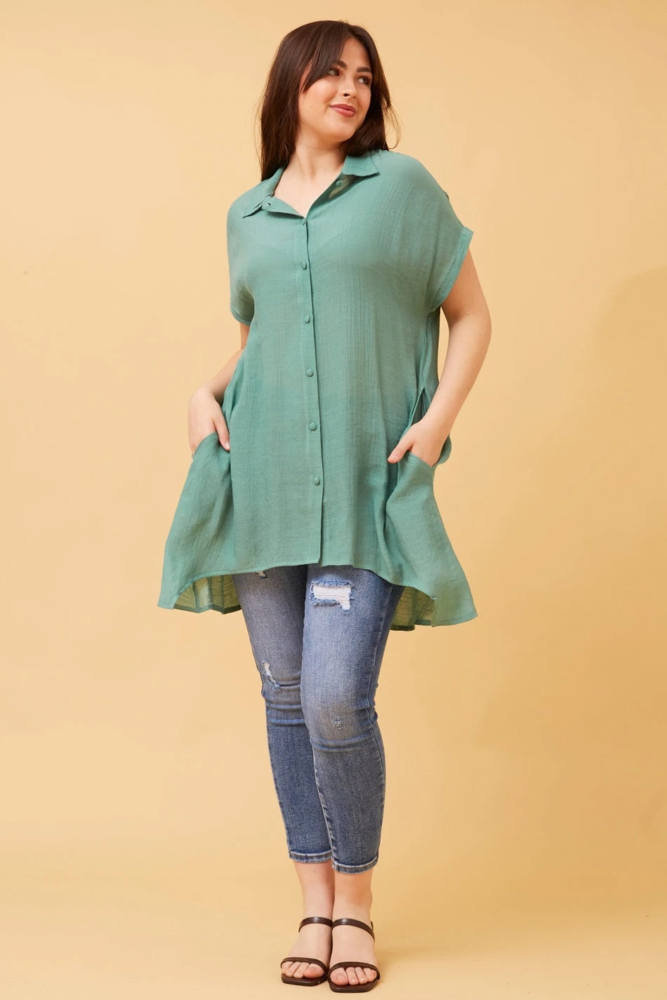 BLU ASYMMETRICAL HEM SHIRT - Image 4