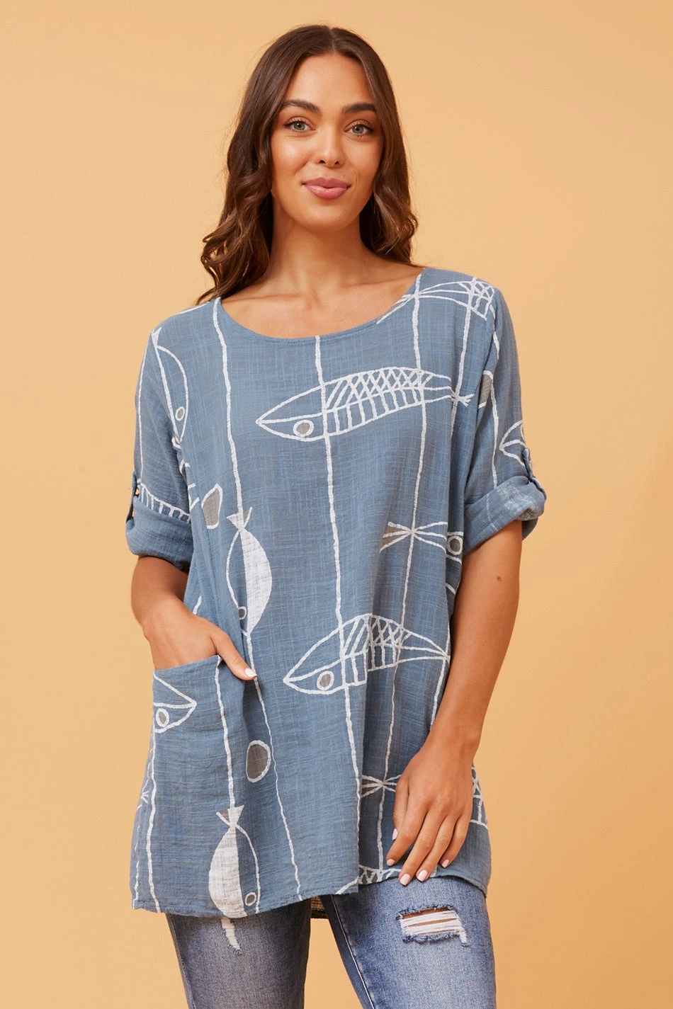 VALERIA FISH PRINT TOP - Image 3