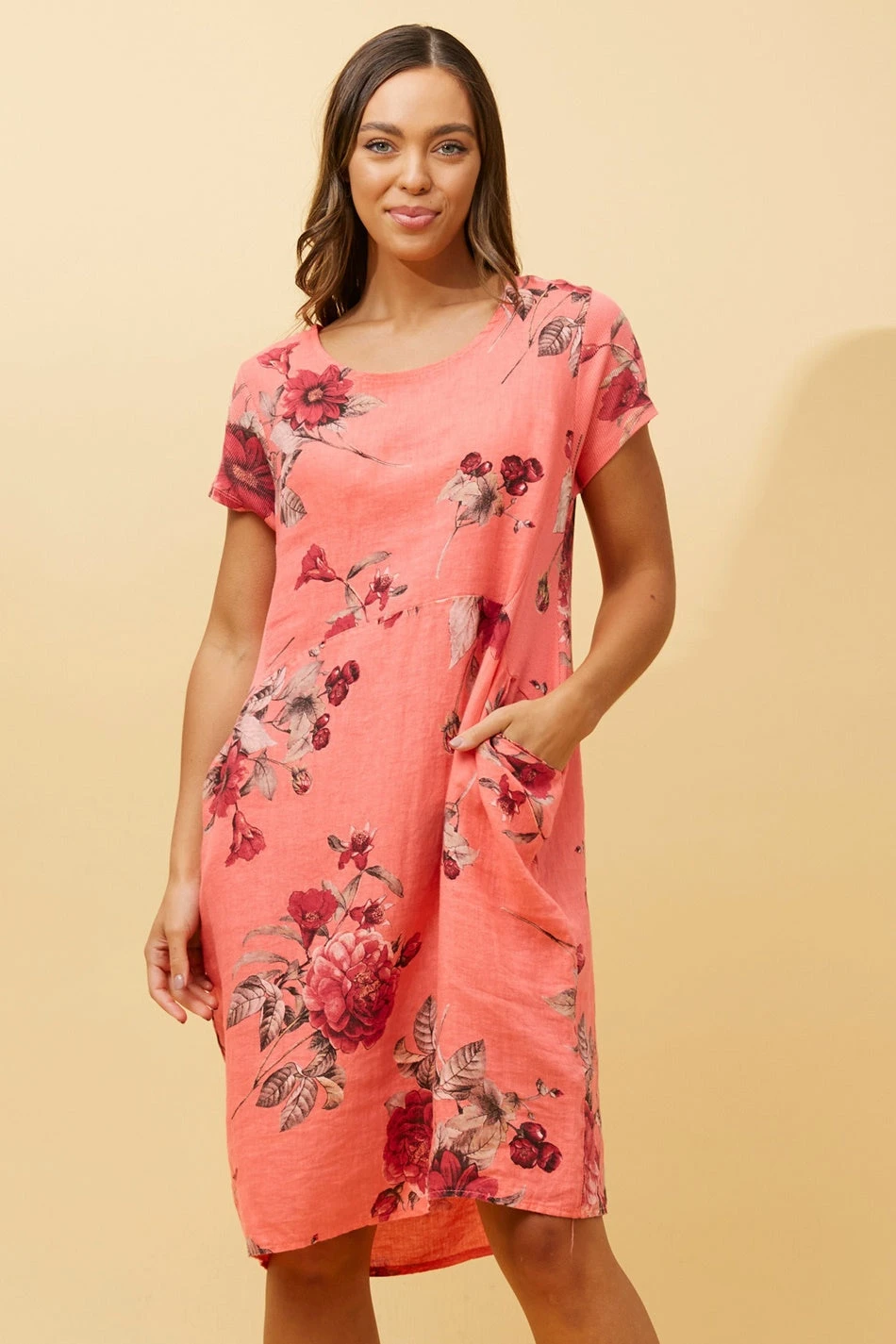 MESSINA FLORAL LINEN SHORT DRESS - Image 8