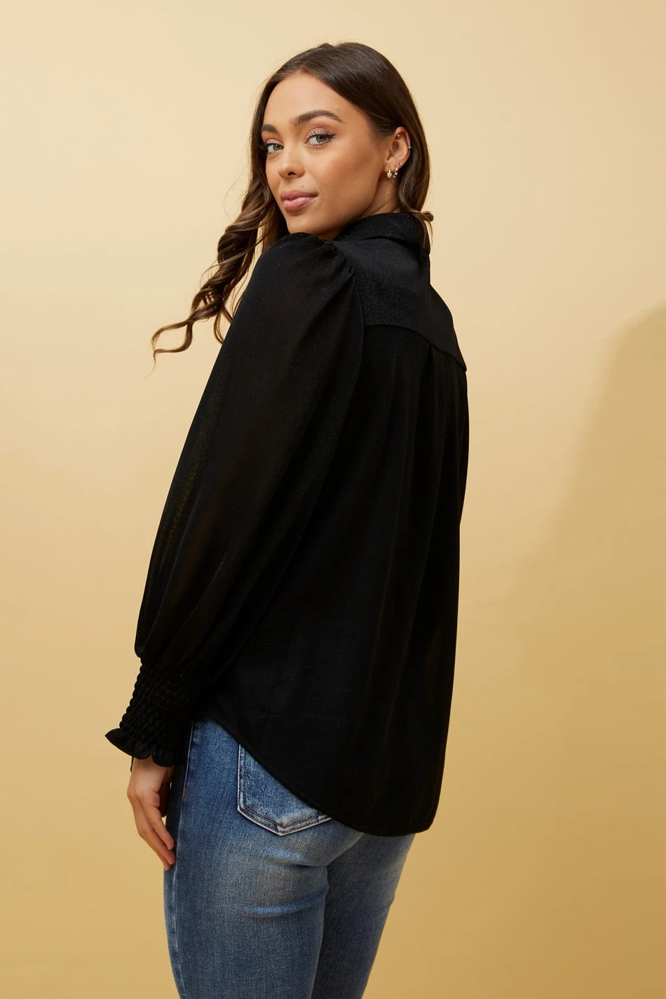 BESSIE LONG BALLOON SLEEVES GLITTER SHIRT - Image 6