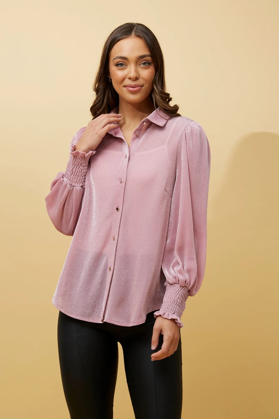 BESSIE LONG BALLOON SLEEVES GLITTER SHIRT - Image 8