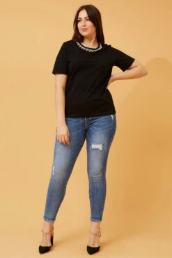 ELBA EMBELLISHED NECK TOP