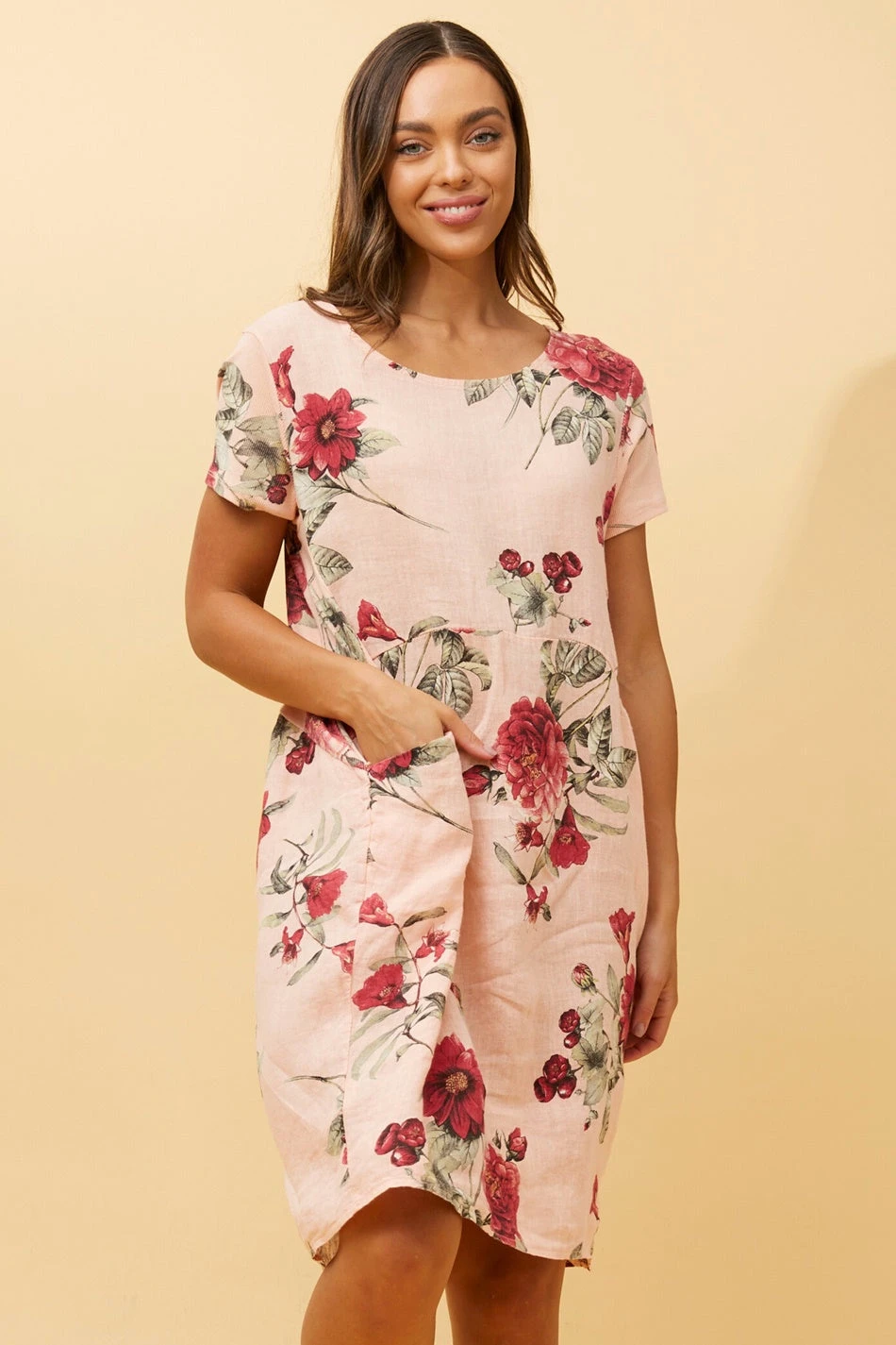 MESSINA FLORAL LINEN SHORT DRESS - Image 13