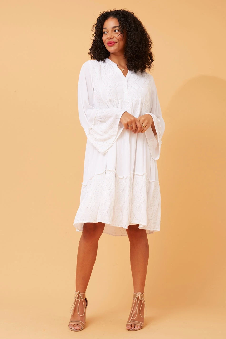 RENUKA SEQUIN DETAIL TIERED DRESS - Image 4