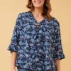 RUE FLORAL BUTTON DETAIL TOP