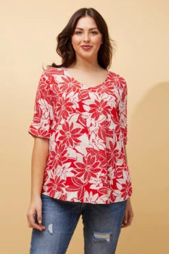 KENDRA BUTTON DETAIL FLORAL TOP