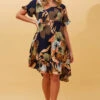 KELLY TROPICAL PRINT SHORT DRESS