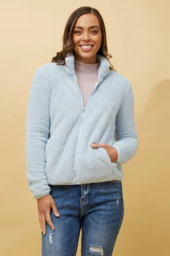 LYN ZIP FRONT FAUX FUR JACKET