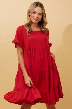 KELLY TIERED LINEN SHORT DRESS