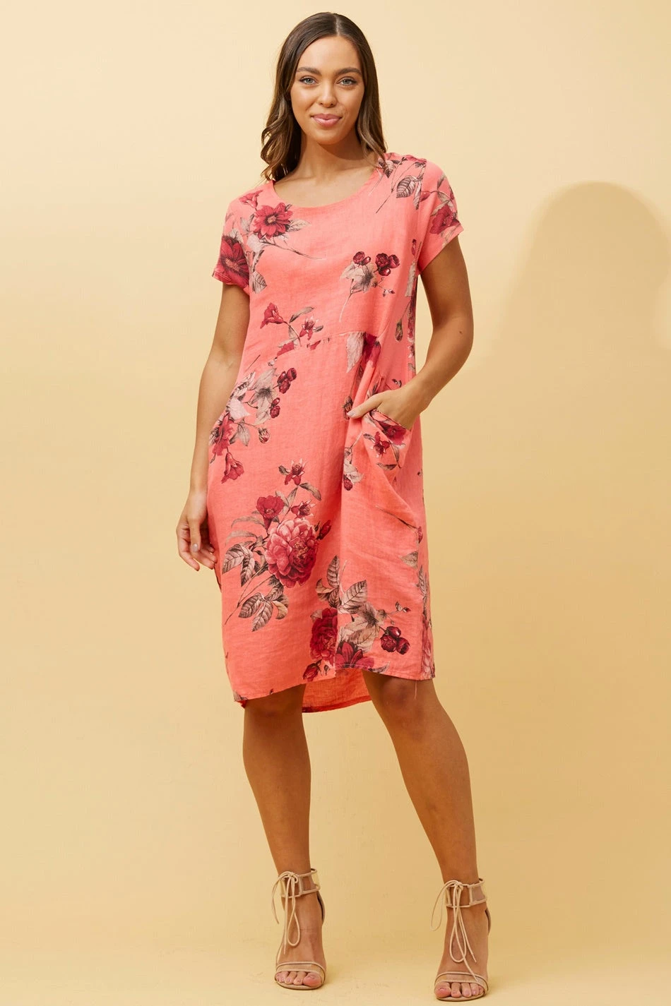 MESSINA FLORAL LINEN SHORT DRESS - Image 9