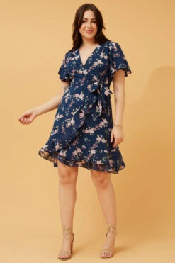 MILA FLORAL WRAP SHORT DRESS