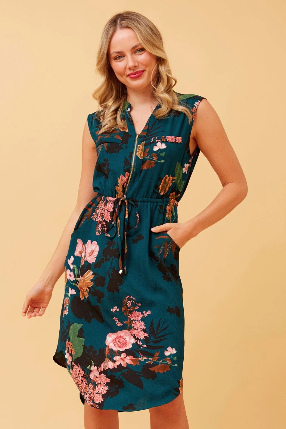 AMY FLORAL ZIP FRONT DRESS - Image 3