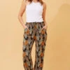 ZILA LEAF PRINT BOHO PANTS