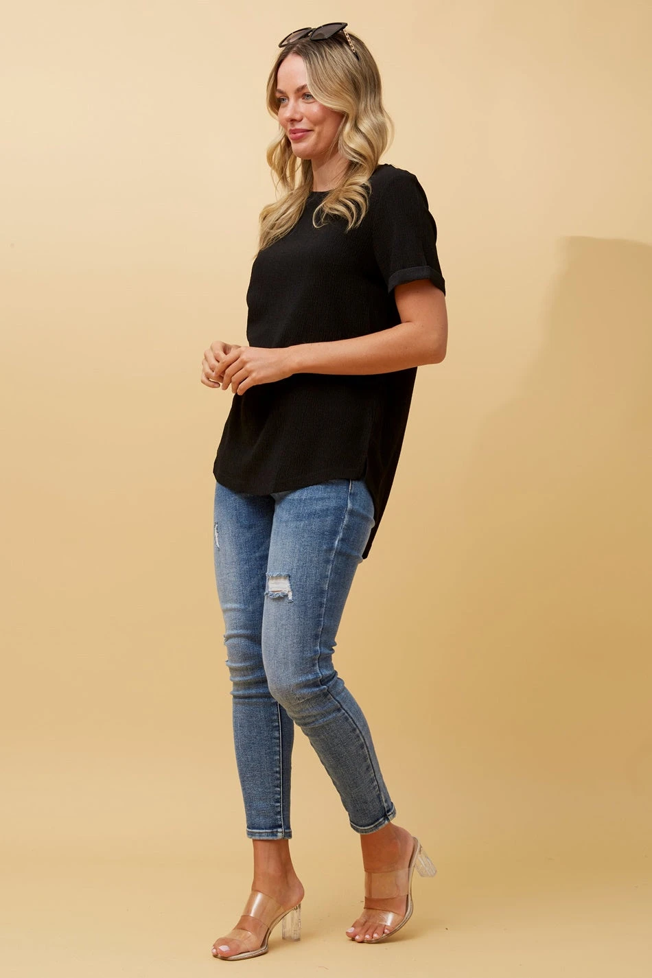 MISTY SHORT SLEEVE TEXTURED TOP - Image 11