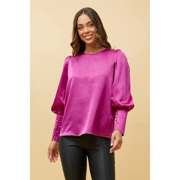 DOM BALLOON SLEEVE SATIN BLOUSE - Image 13
