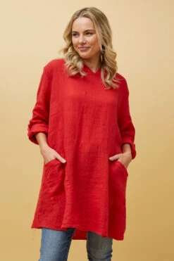 SILVAVA HOODED LINEN TUNIC TOP