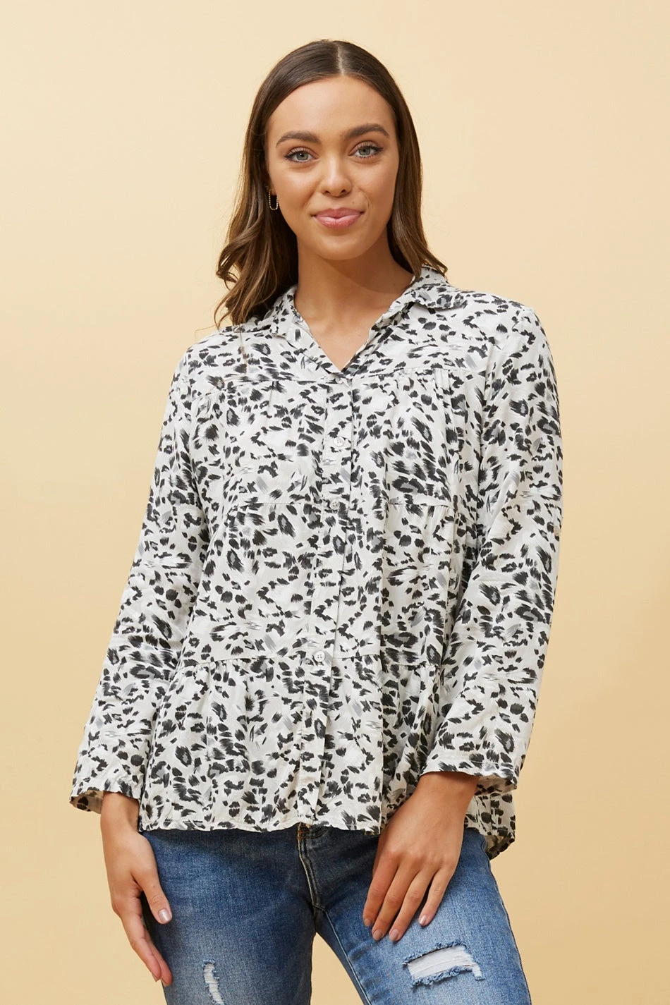 LILIANA ANIMAL PRINT TIERED TOP - Image 4