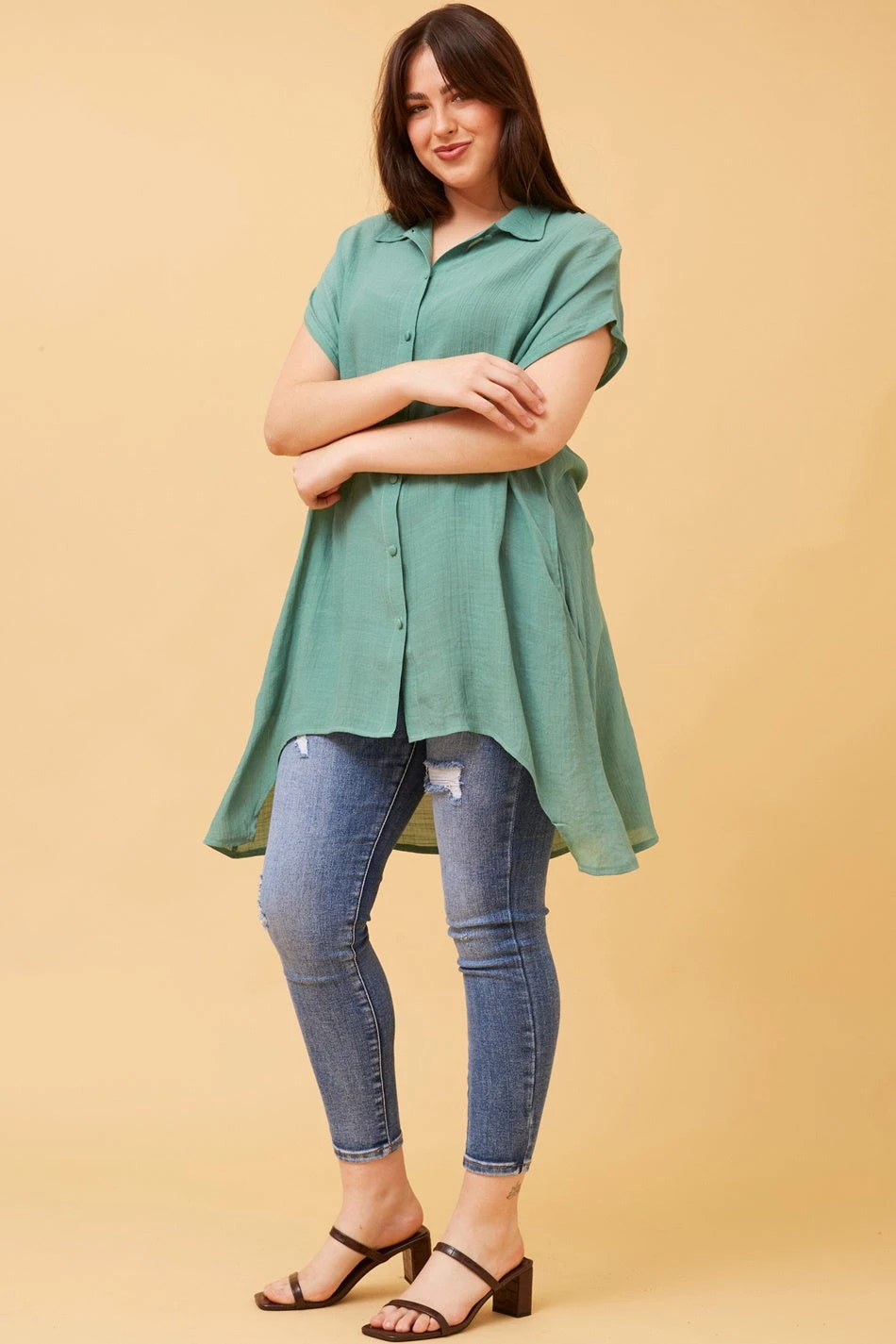 BLU ASYMMETRICAL HEM SHIRT - Image 6