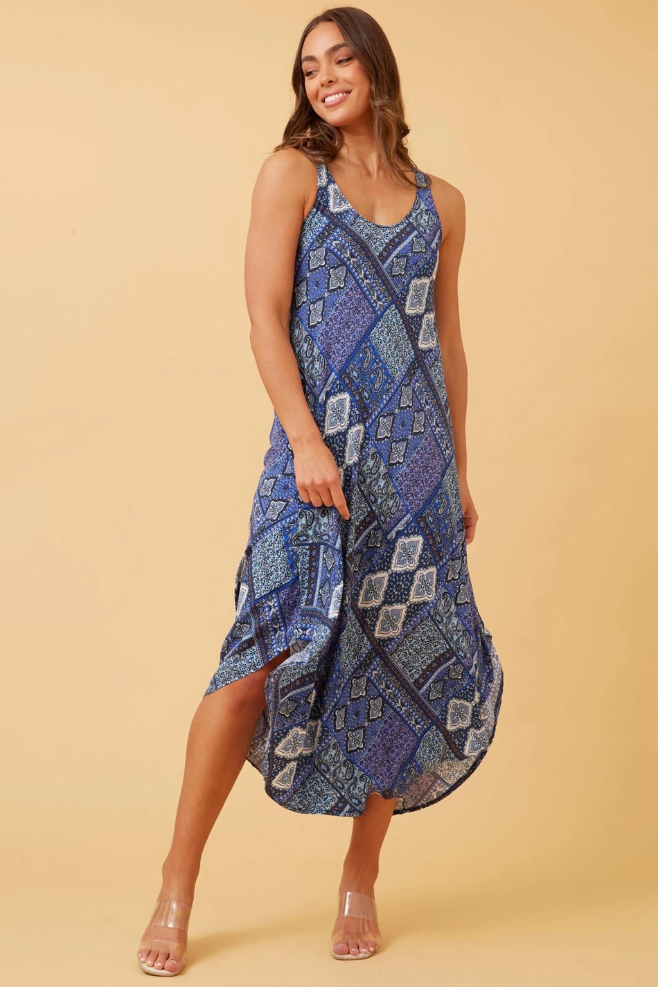 UMBRELLA PATCHWORK BOHO MIDI DRESS - Image 3