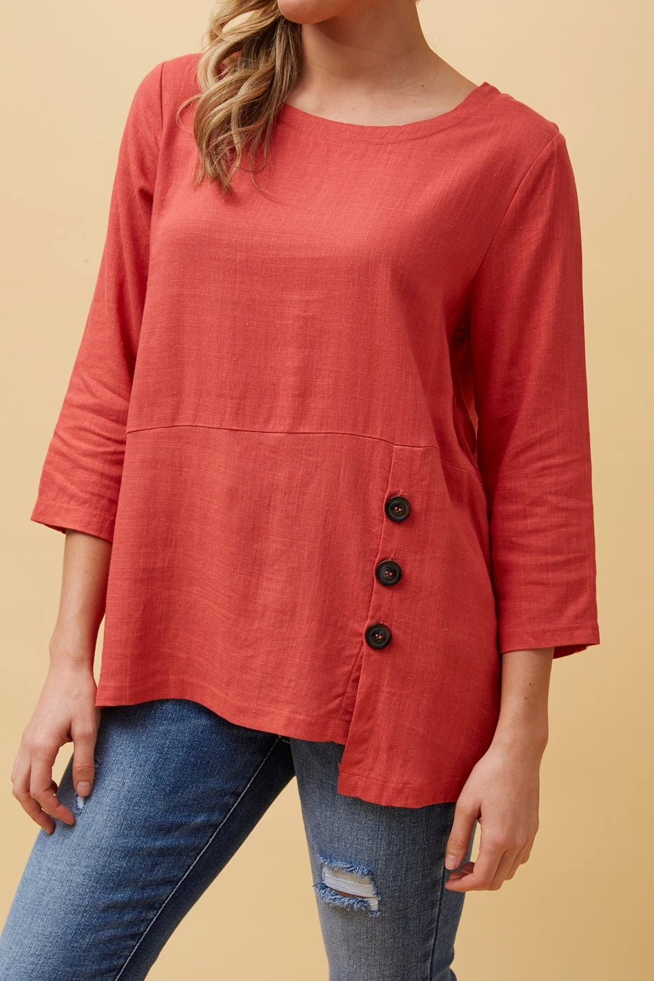 BUTTON DETAIL LINEN TOP - Image 5
